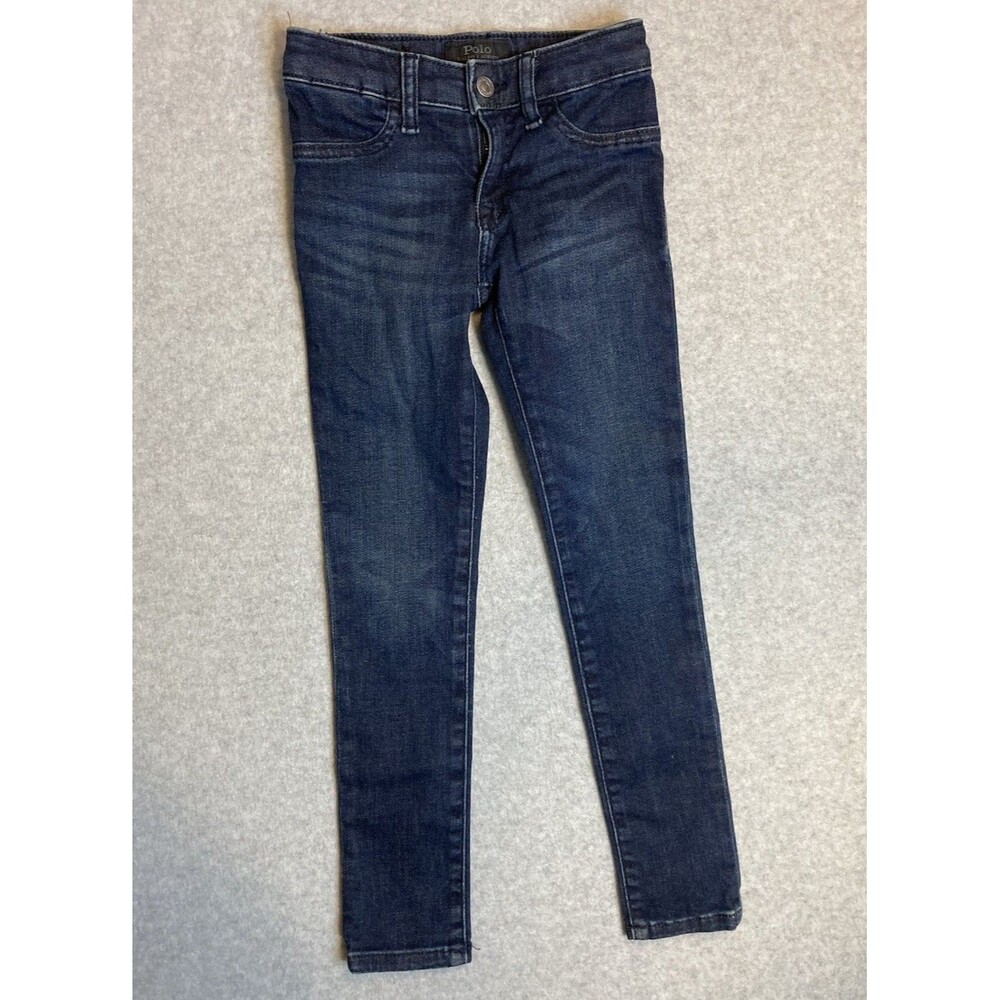 Polo Ralph Lauren Black Label Girls Sz 6 Aubre Legging Jean Dark Wash Adjustable